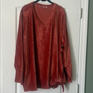 Belle Susan Graver Elegant  V-Neck Sweatshirt - Rust Women’s Size 5X